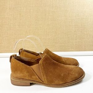 Franco Sarto Brown Suede Leather Sherpa Lined Slip On Flats Shoes Size 8